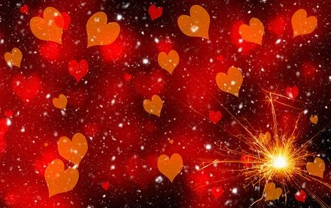 Burning sparkler on abstract snowy background. Happy new year. 3d illustratio Stock Illustration