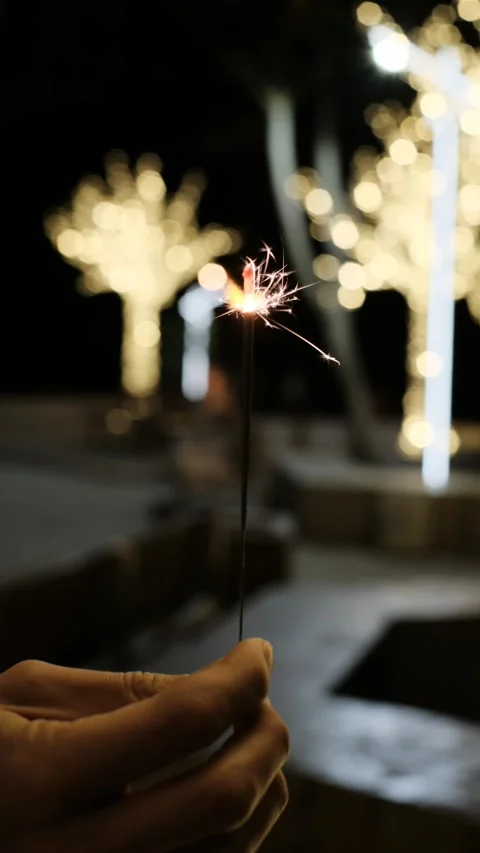 Burning sparkler bengal fire on black background. Stock-Footage 168279718