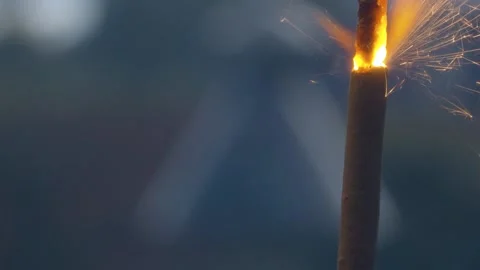 Burning sparkler close up Stock Footage 139649849