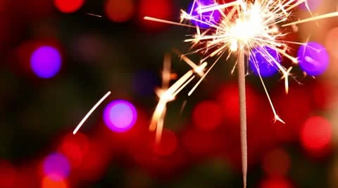 Burning sparkler Stock Footage 8969322