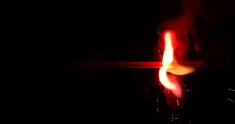 Burning sparkler isolated on black background with alpha channel. Celebration Stock Footage 147107538