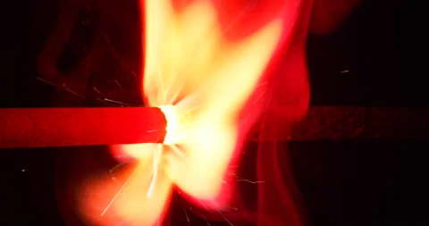 Burning sparkler isolated on black background with alpha channel. Celebration Stock Footage 147107588