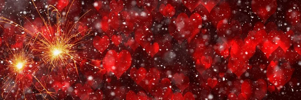 Burning sparklers on abstract snowy background. New Year celebration. 3d illu Stock Illustration
