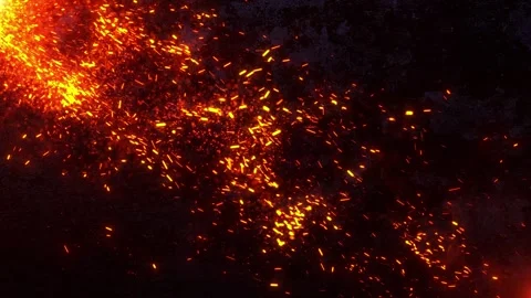 Burning sparks of fire, explosion of fire particles, flames Stock Footage 252274665