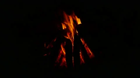 Burning sparky campfire on black background in Ultra HD, UHD, 4K Stock Footage 42803851