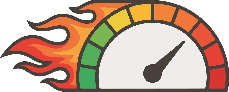 Burning speedometer, minimal simple vector illustration 库存插图