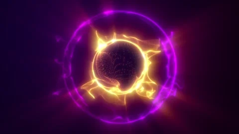 Burning sphere on a black background. Gas clot, energy ball. Ultraviolet, y.. Stock Footage 258299142