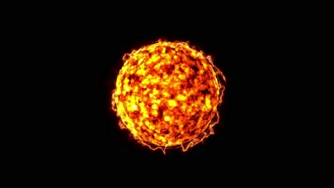 Burning sphere with plasma ring on black background. Red and orange fire magical Stock Footage 171756442