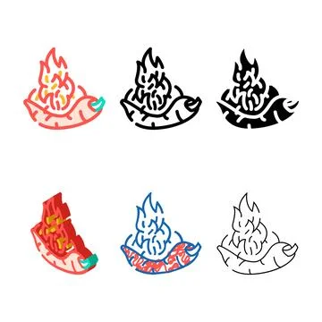 Burning spice pepper vegetable color icon simplified vector Stock Illustration