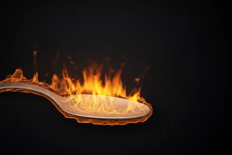 Burning spoon on black background Stock Illustration
