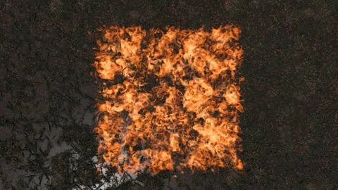 Burning square on black background. Video stock 278197678