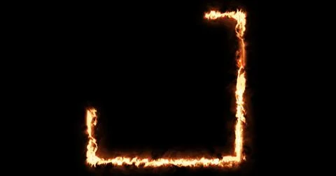 Burning square frame on black background. Placeholder overlay effect rectan.. Stock Illustration