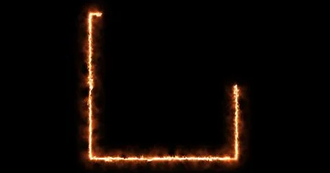 Burning square frame on black background. Placeholder overlay effect rectan.. Illustrazione stock