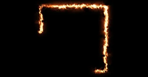 Burning square frame on black background. Placeholder overlay effect rectan.. Illustrazione stock