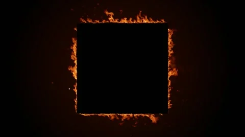 Burning Square Frame in Flames Stock Footage 64160754