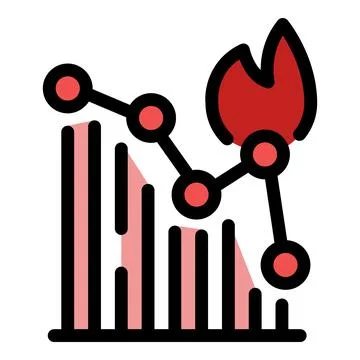 Burning statistics graph showing market crash and recession Stock Illustration