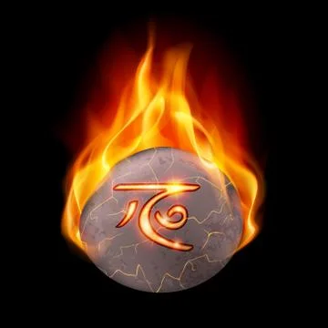 Burning stone with magic rune Illustrazione stock