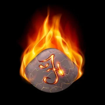 Burning stone with magic rune Illustrazione stock