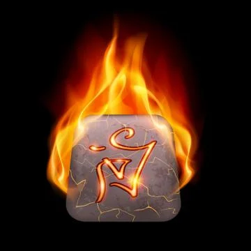 Burning stone with magic rune Stock Illustration