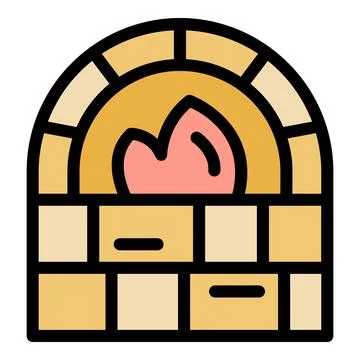 Burning stone oven baking delicious food in traditional way Stock Illustration
