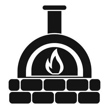 Burning stone oven with chimney for baking pizza and bread Stock Illustration