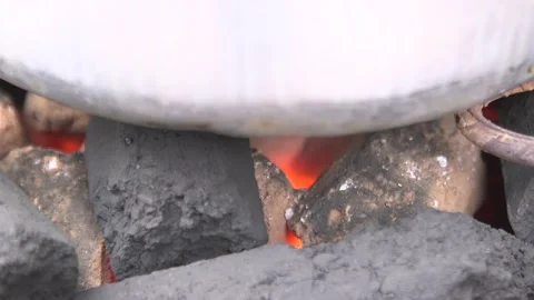 Burning stove (brickets) Video stock 278404864