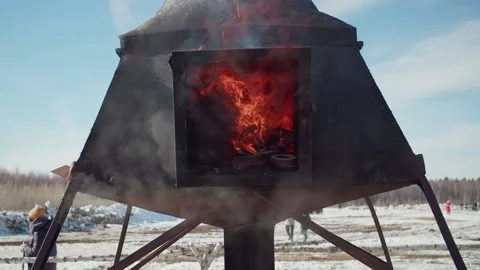 Burning stove Stock Footage 176382460