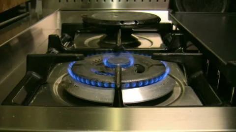 Burning stove in the kitchen 2 Video stock 342431