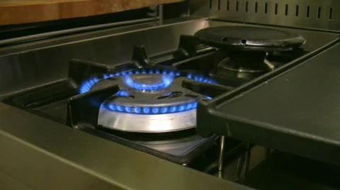 Burning stove in the kitchen 4 Video stock 342461