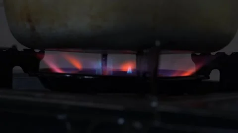 Burning stove in the kitchen Stock Footage 255497615