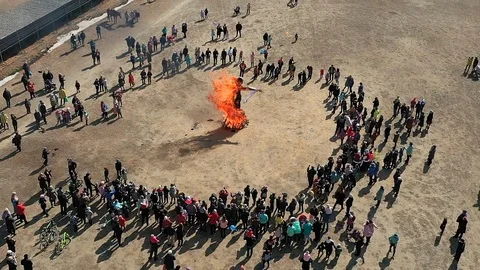 Burning stuffed carnival Stock Footage 104328996