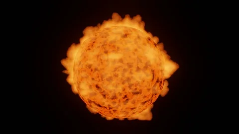 Burning Sun Planet in Space - Animation. Realistic Sun Surface/Realistic star Stock Footage 125376376