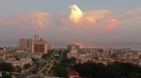 Burning sunrise in Havana Cuba. Stock Footage