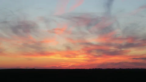 Burning Sunset On A Background Of Blue Sky Stock Footage 199945503