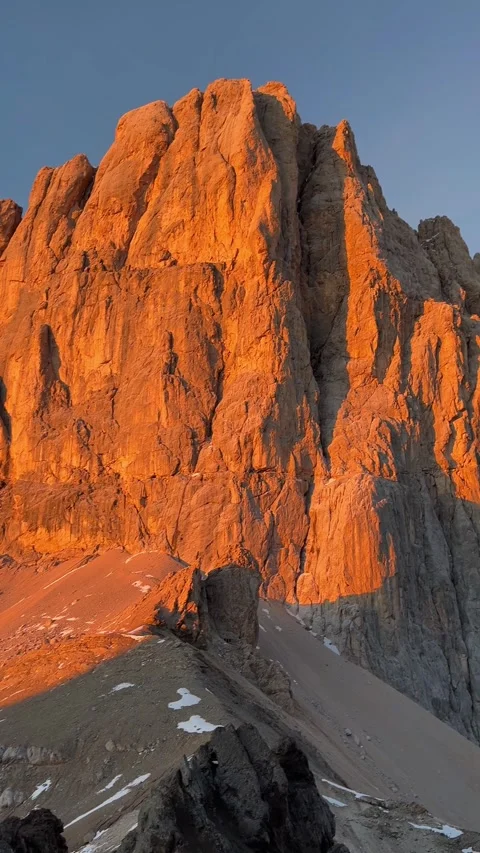 Burning Sunset Over the Dolomites With View of Marmolada, Italy Stock Footage 331081793