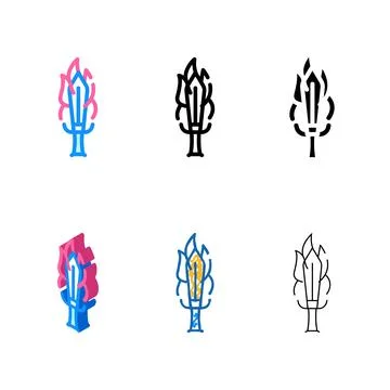 Burning sword color icon vector flat stylized Stock Illustration