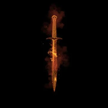 Burning Sword with Fire Effect (3D Illustration) Illustrazione stock