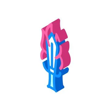 Burning sword isometric icon vector illustration color 스톡 일러스트