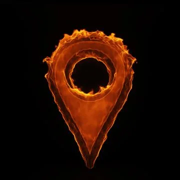 Burning symbol map pin Stock Illustration