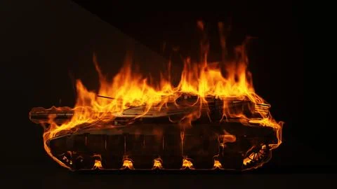 Burning tank on black background Stock-Illustration