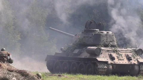 Burning Tank Video stock 107866142