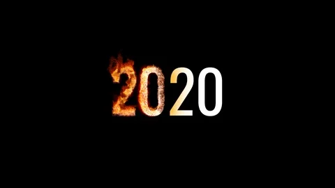 Burning text 2020. Animated fire and smoke. Included alpha channel Stock Footage 113278394