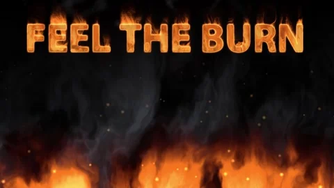Burning Text Animation with Ground Fire and Smoke on Black Background Stock Footage 340195346