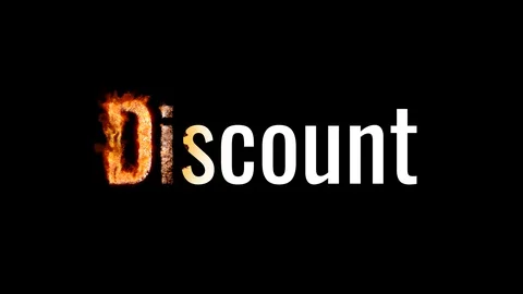 Burning text DISCOUNT. Animated fire and smoke. Included alpha channel 動画素材 113336488