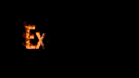 Burning text EXPLOSIVE. Animated fire and smoke. Included alpha channel Stock Footage 113292286