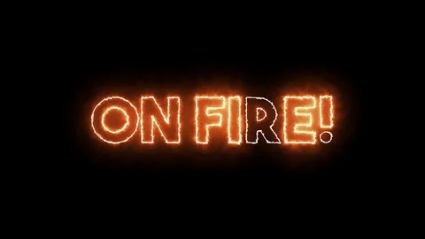 Burning text of "ON FIRE". Fire style glowing banner.  Stock Footage 121854056