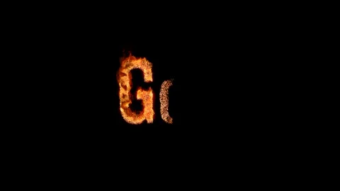 Burning text GOD. Animated fire and smoke. Included alpha channel 動画素材 113361619