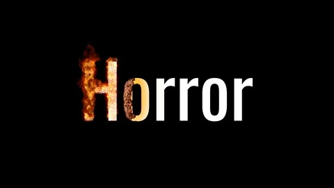 Burning text HORROR. Animated fire and smoke. Included alpha channel 動画素材 113518147