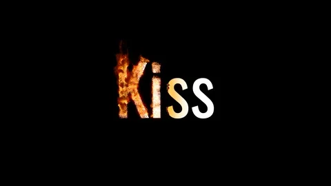 Burning text KISS. Animated fire and smoke. Included alpha channel Stock Footage 113284832