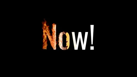 Burning text NOW. Animated fire and smoke. Included alpha channel 動画素材 113414193